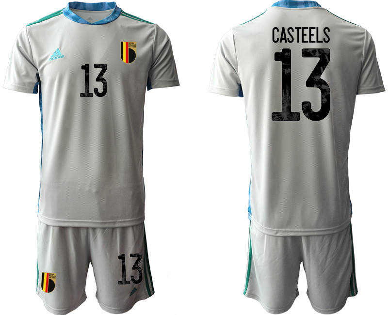 Men 2021 European Cup Belgium grey goalkeeper #13 Soccer Jerseys->belgium jersey->Soccer Country Jersey